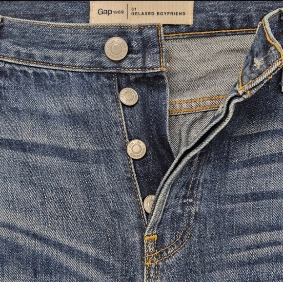 66 GAP 1969 DISTRESSED RELAXED BOYFRIEND JEANS WOMEN'S SIZE 31 - Picture 8 of 10